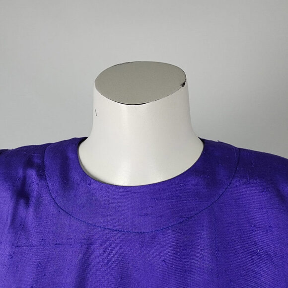 Vintage Doncaster Custom Blue Short Sleeve Button Back Blouse Top Size S - Picture 2 of 9